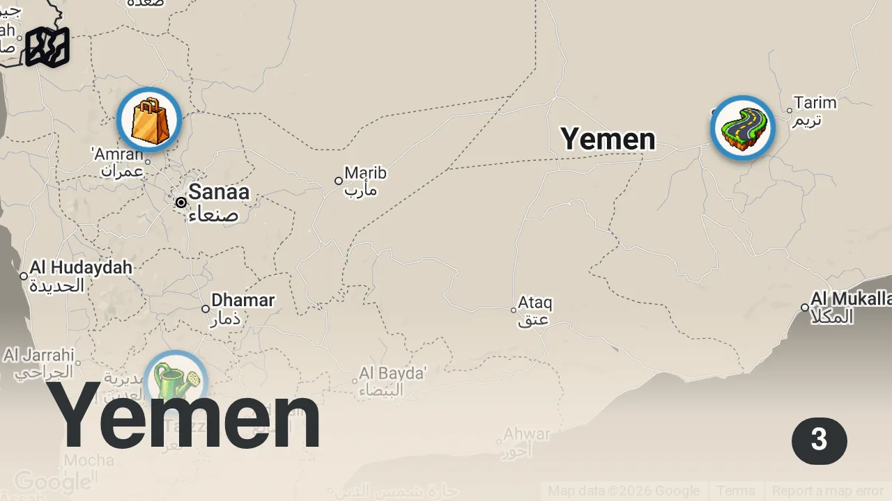 Map of 3 spots from The Side Of Yemen Western Media Will Never Show You - Shibam, Hadhramaut 🇾🇪