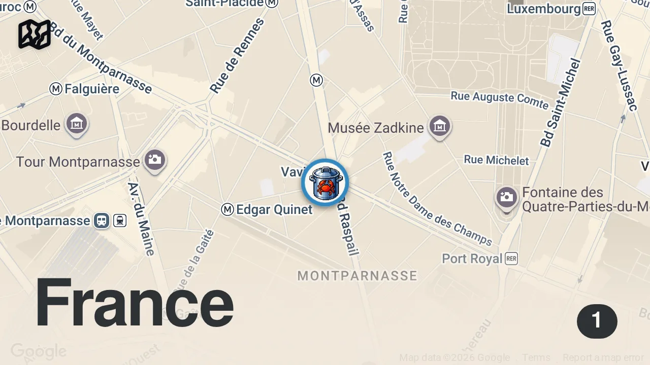 Map of 1 spot from I Tried the Worst Restaurants in Paris