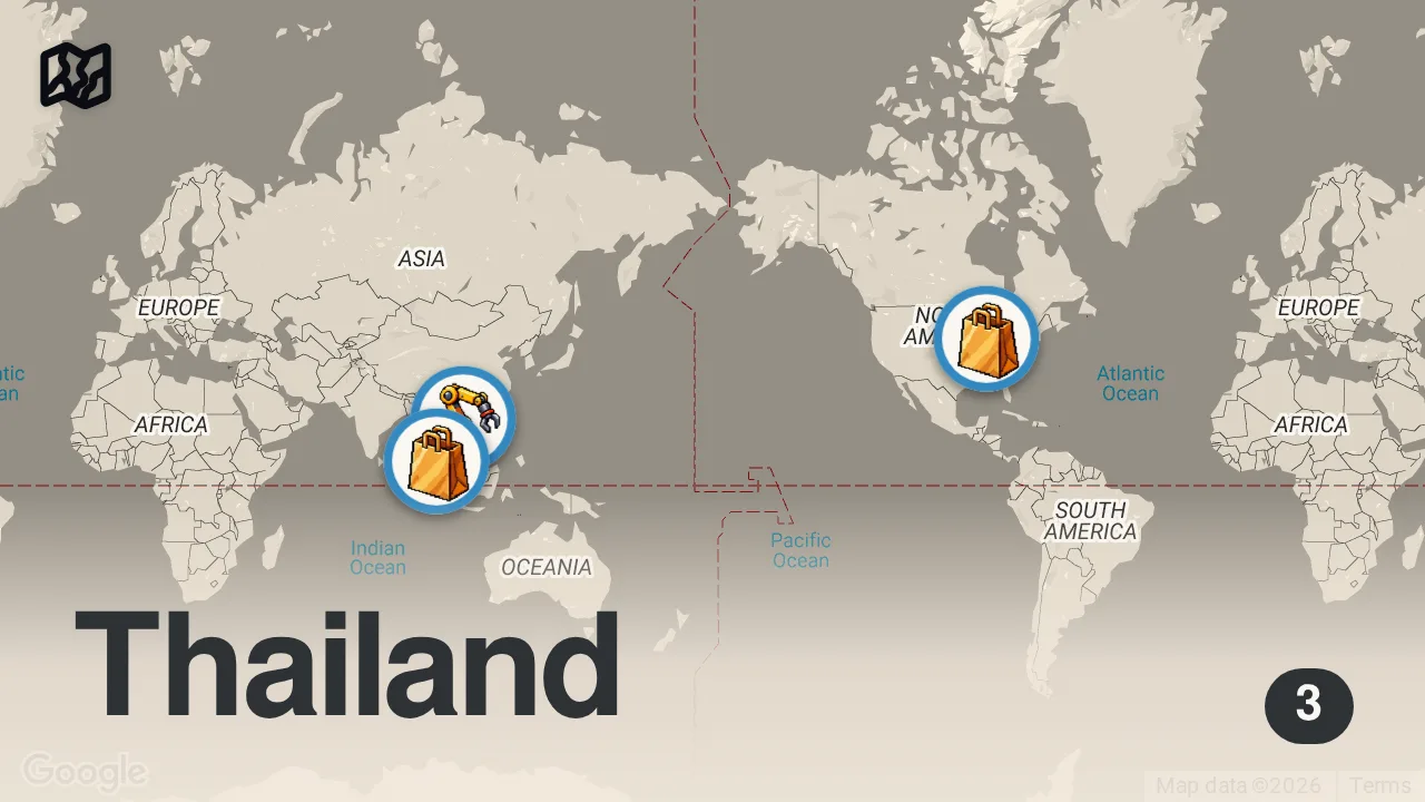 Map of 3 spots from Food Factory Tours | Bizarre Foods with Andrew Zimmern | Travel Channel