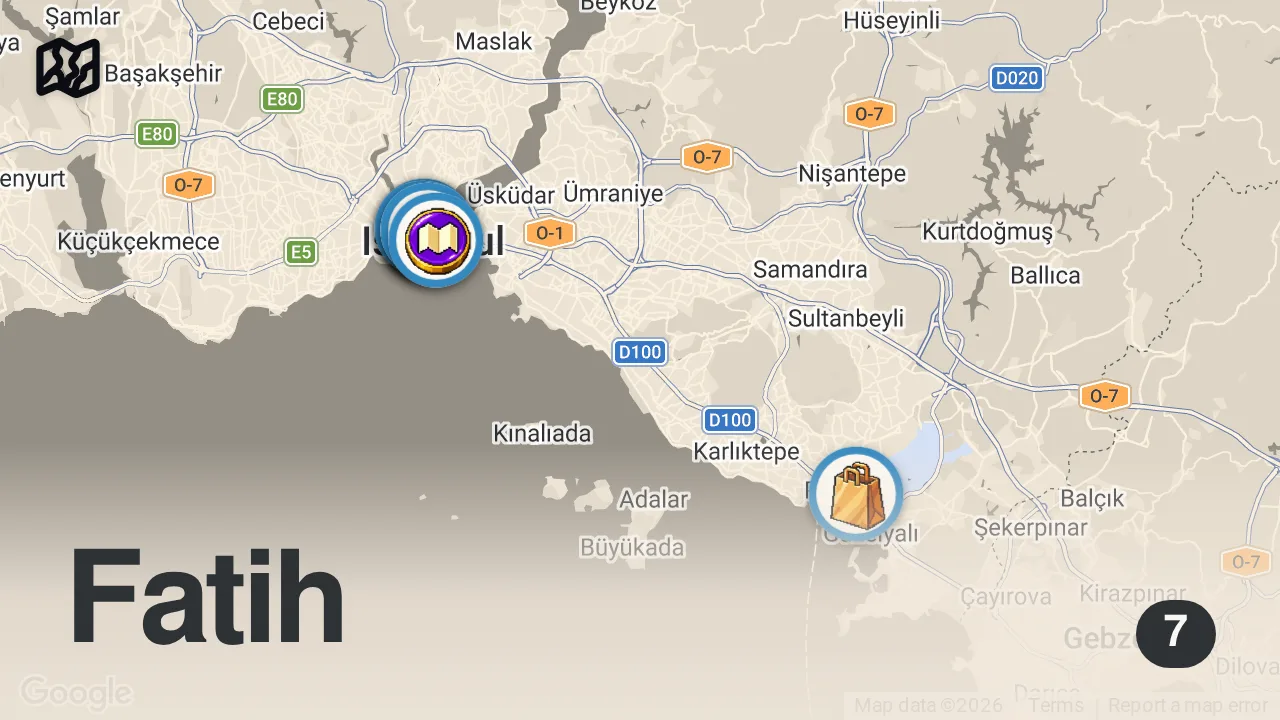 Map of 7 spots from GOD LEVEL STREET FOOD IN TURKEY | MAKING DONER KEBAB + HUGE STREET FOOD TOUR OF ISTANBUL