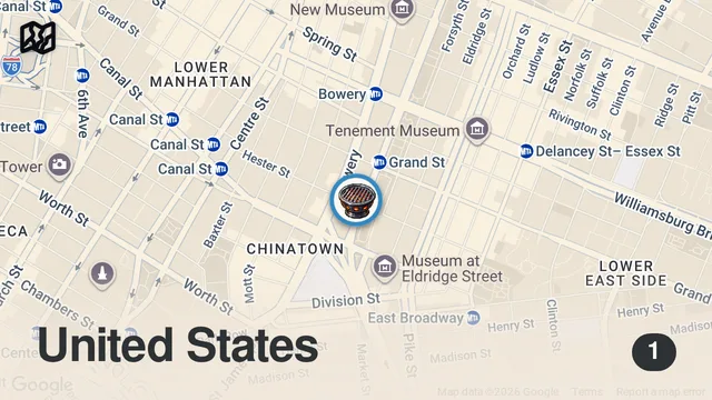Map of Amazing $7 fried chicken rice bowl and $8 bulgogi rice bowl Korean restaurant in NYC