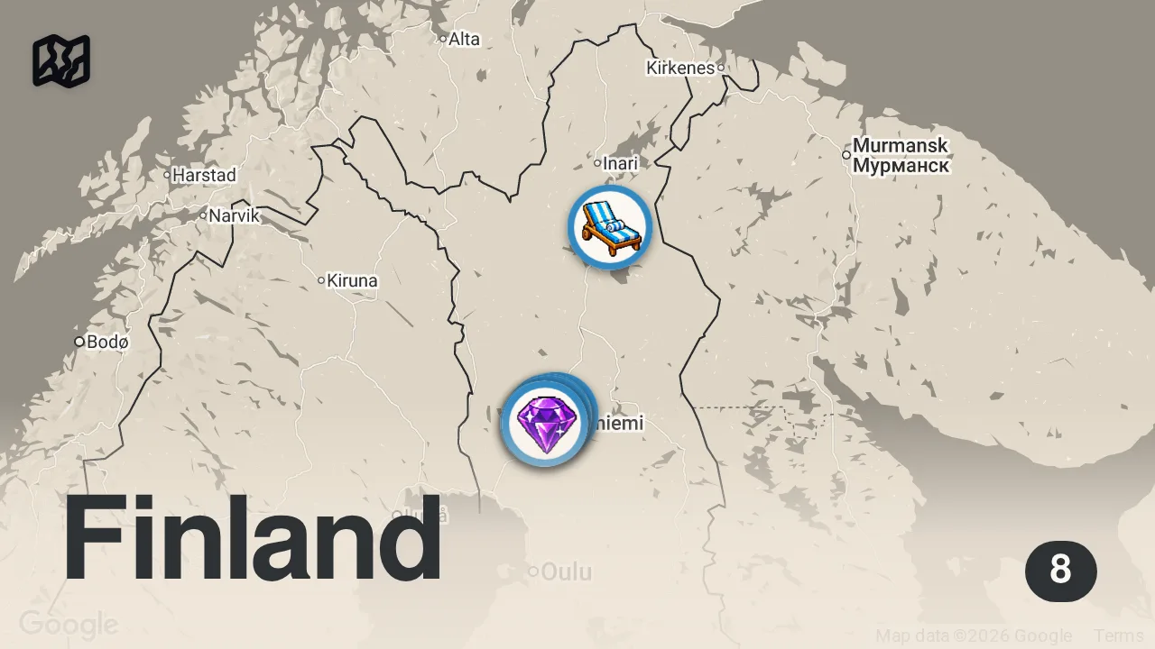 Map of 8 spots from My 1 Week FINLAND ITINERARY from INDIA w/ Budget, Tips, Transportation, Accommodation & More