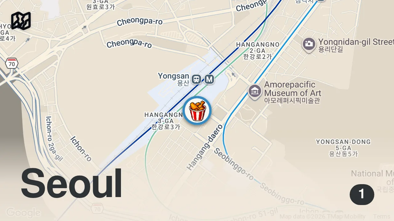 Map of 1 spot from How much it costs to solo-travel through Korea…🤯🤑