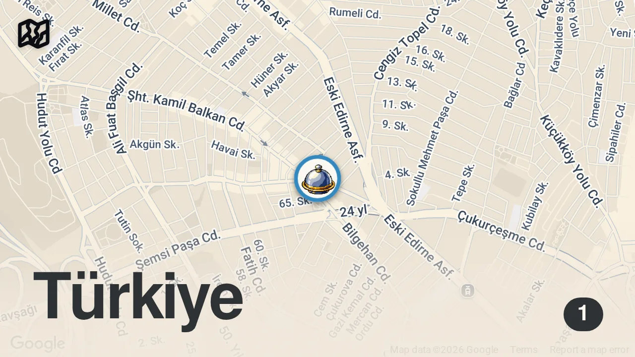 Map of 1 spot from Bayrampaşa’da bir cevher: Prizren Köftecisi #ayaküstülezzetler #short #shorts