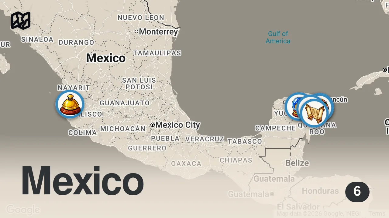 Map of 6 spots from CANCUN, MEXICO | TRAVEL GUIDE