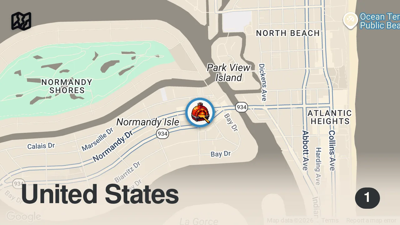 Map of 1 spot from Barstool Pizza Review - Marc's Artisanal Pizzeria (Miami Beach, FL)
