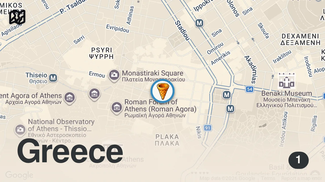 Map of 1 spot from My honest review of the VIRAL FOODS I tried in Greece #shorts