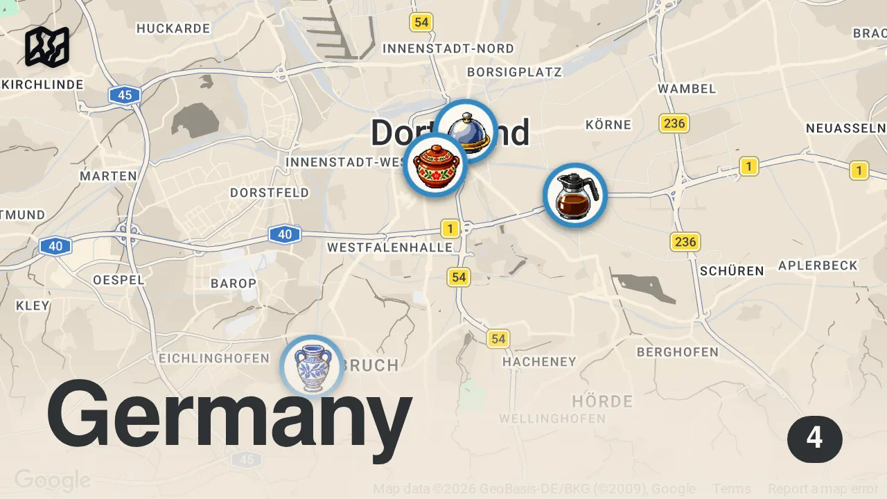 Map of 4 spots from Ich teste den berühmten TAXI TELLER in DORTMUND! 🚕🍽️